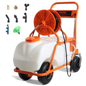 VEVOR 15 Gallon Battery Powered Lawn Sprayer Cart 0–90 PSI Adjustable Pressure 8 Nozzles 2 Wands 12V Battery Garden Sprayer (Option: Lawn sprayers)
